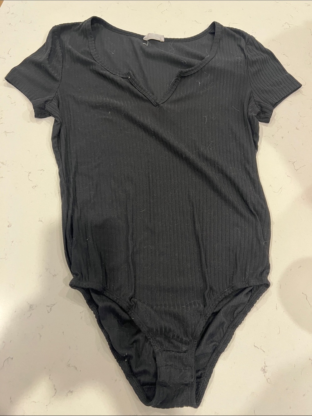 Ardene Black Ribbed Short-Sleeve Bodysuit